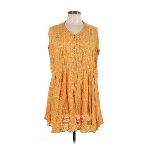Free People yellow floral ruffle flower dress small